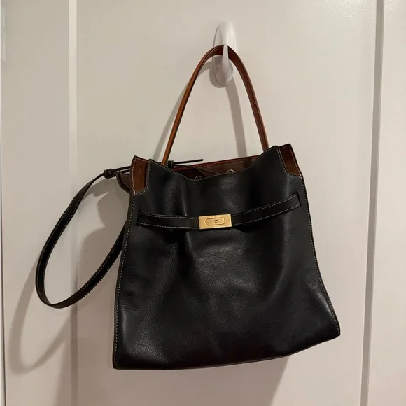 Tory Burch Lee Radziwill Black and Brown Shoulder Bag - Picture 5 of 14